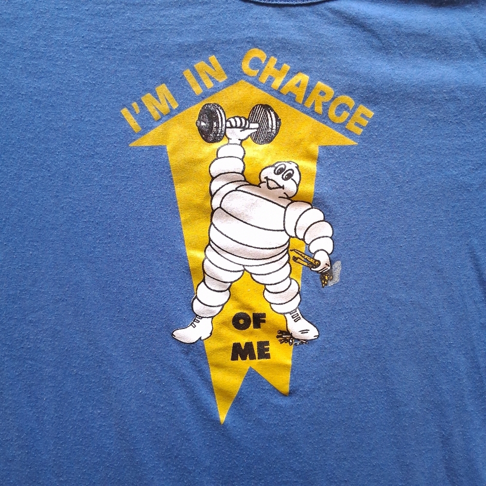 VTG 1980s Michelin Tire I'm in Charge of Me Single Stitch Blue T-Shirt Adult M